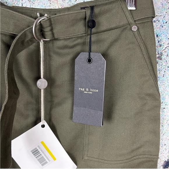 Rag & Bone Lora Olive Twill Pencil Skirt 2 New Exposed Zip Utility - Picture 6 of 11